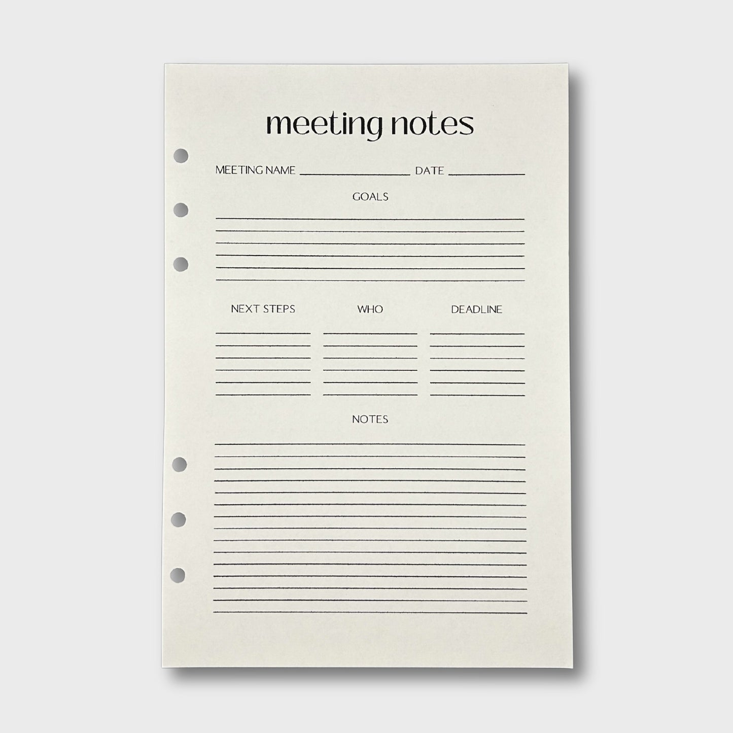 Meeting Notes Sheets