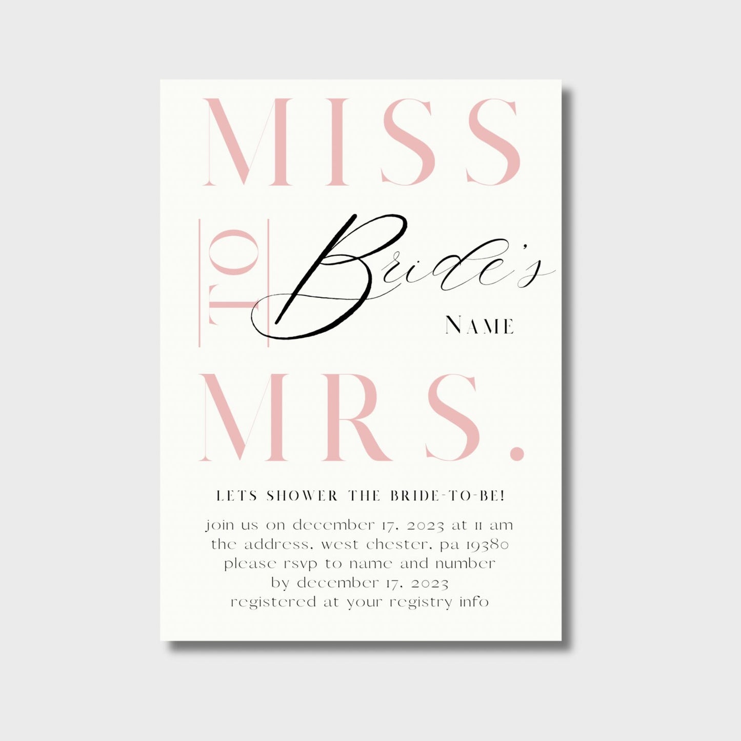 Miss to Mrs Bridal Shower Digital Invite