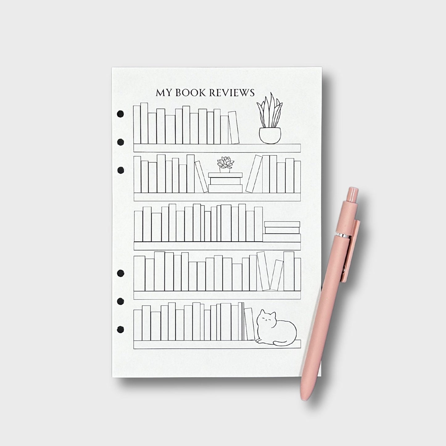 Reading Reviews Book Tracker Loose A5 Planner Pages