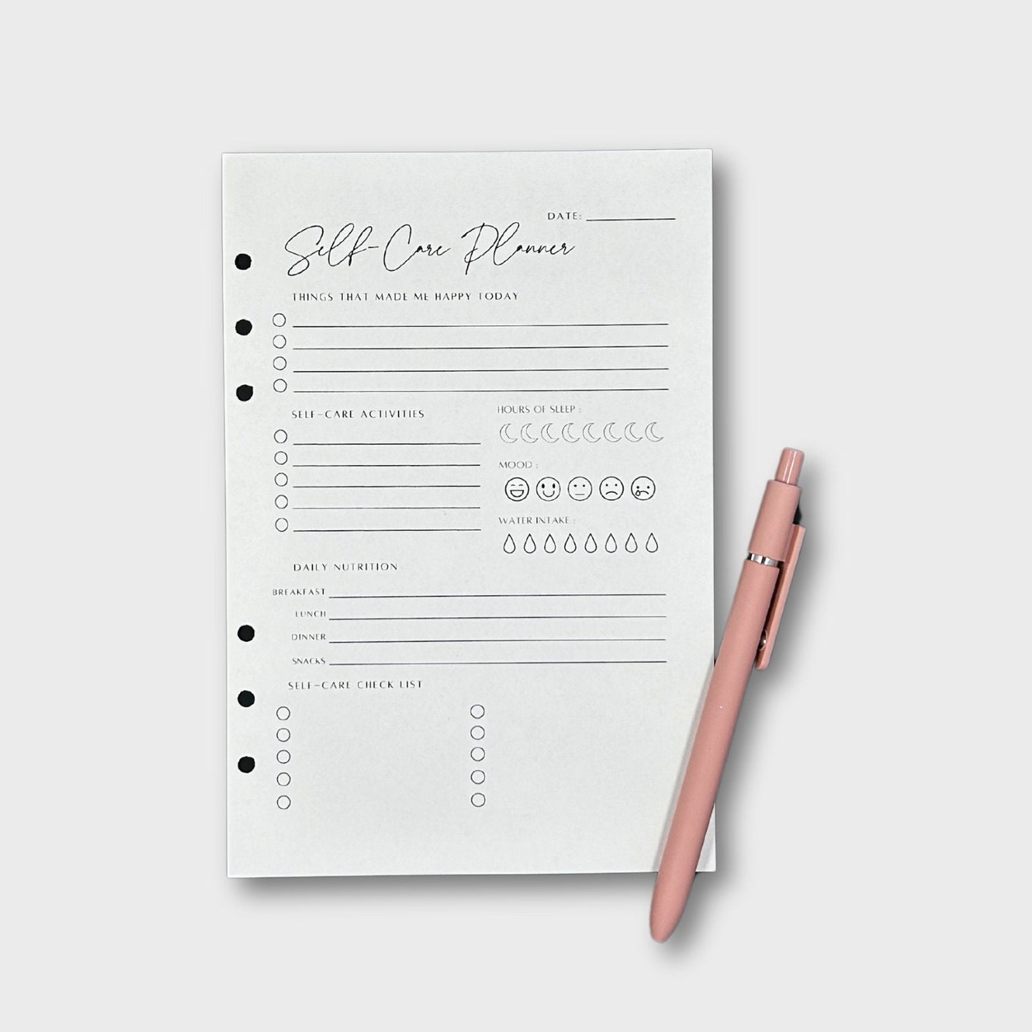 Undated Self-Care Loose A5 Planner Pages